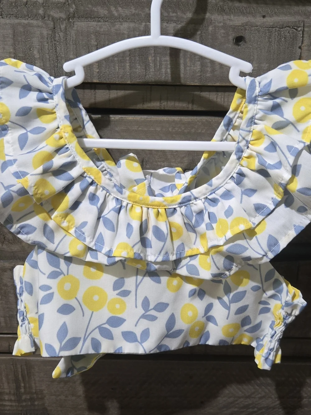 Elizabeth James Kids 24M Floral Ruffle Flutter Sleeve Swim Top